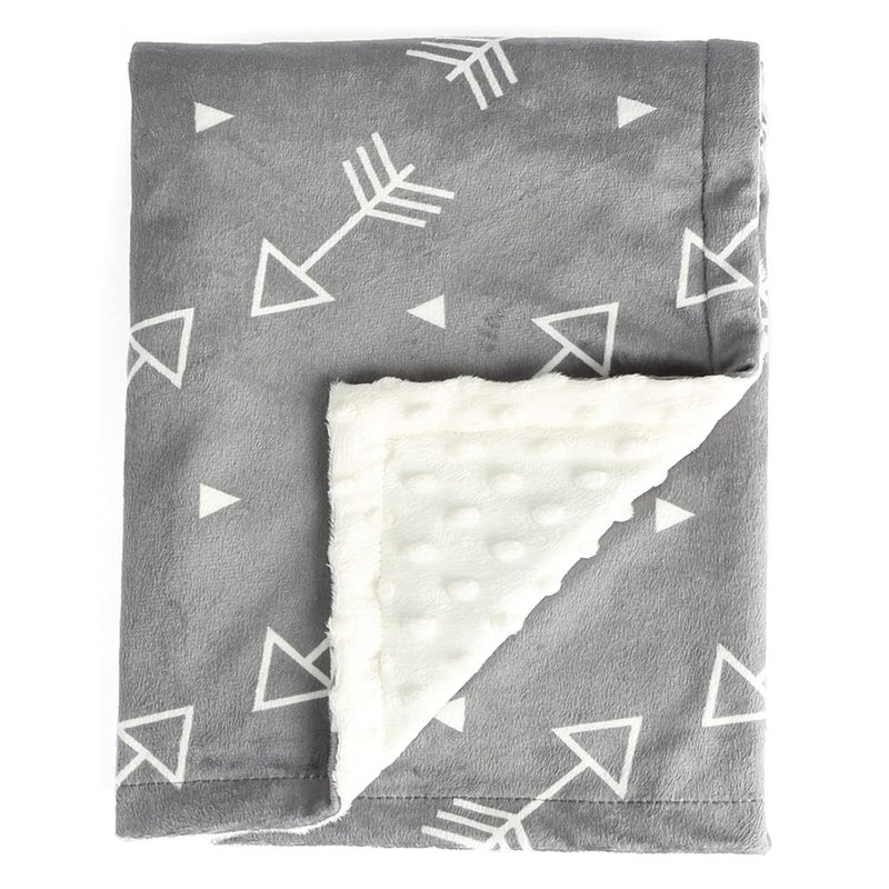 BORITAR Baby Blanket Super Soft Minky with Double Layer Dotted Backing, Little Grey Arrows Printed 30 x 40 Inch, Receiving Blankets - Image 1